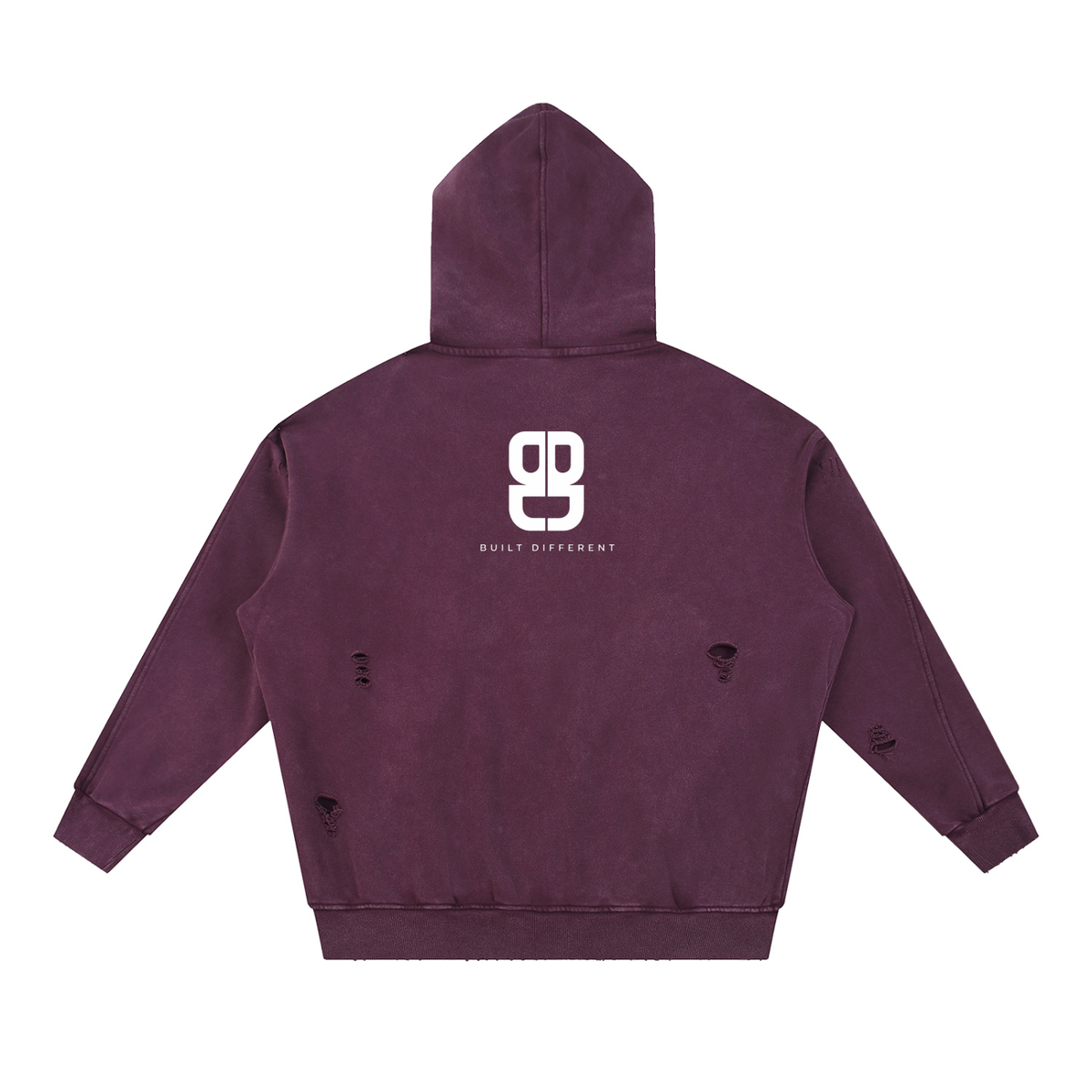 Snow Washed Distressed Panel Pocket Hoodie