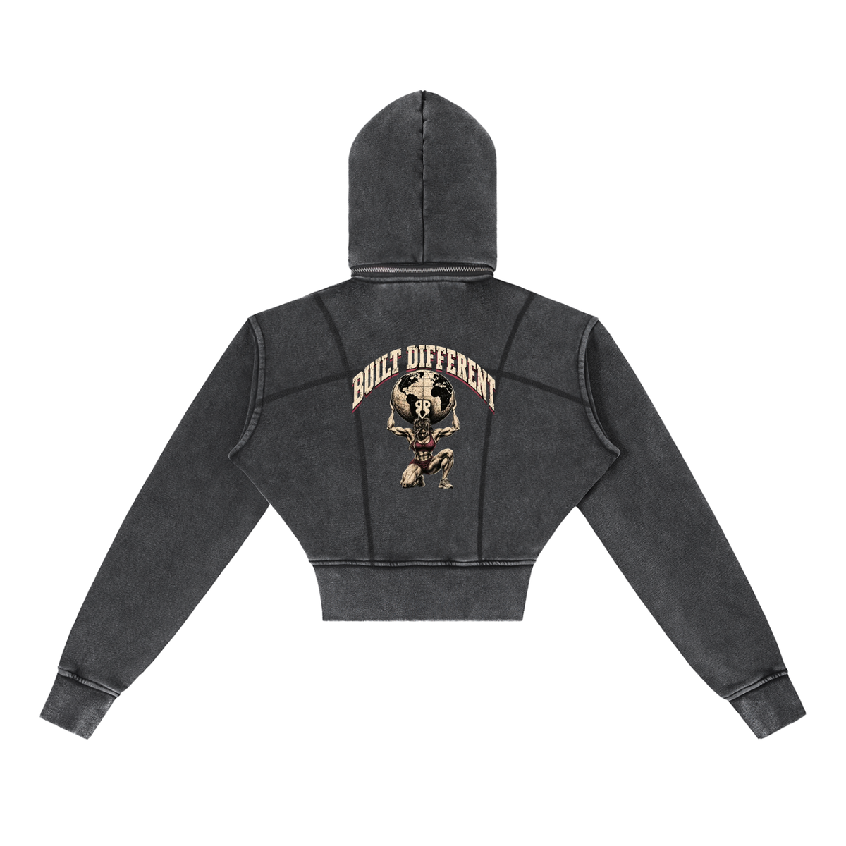 Vintage Washed Cropped Fleece Hoodie