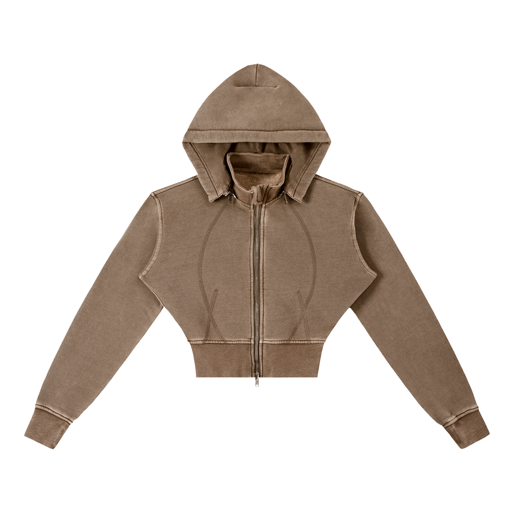 Vintage Washed Cropped Fleece Hoodie